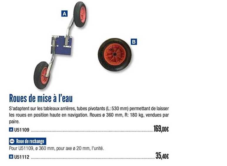 roues de mise à l'eau