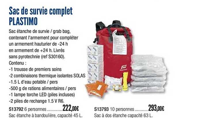 sac de survie complet plastimo