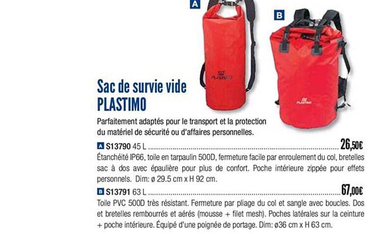 sac de survie vide plastimo