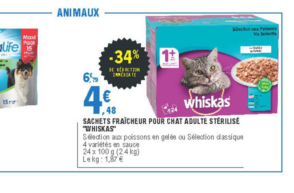 Sachets Fraîcheur Pour Chat Adulte Stérilisé "whiskas"