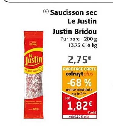 saucisson sec le justin justin bridou