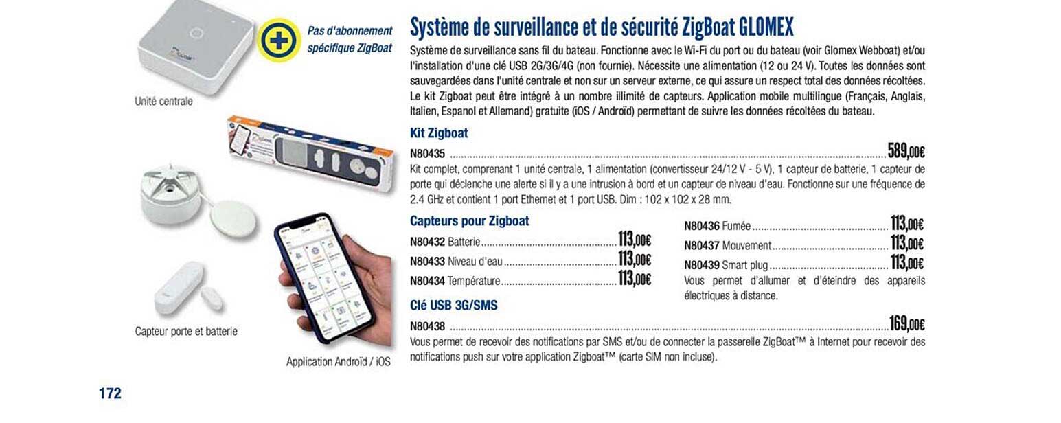 système de surveillance et de sécurité zigboat glomex