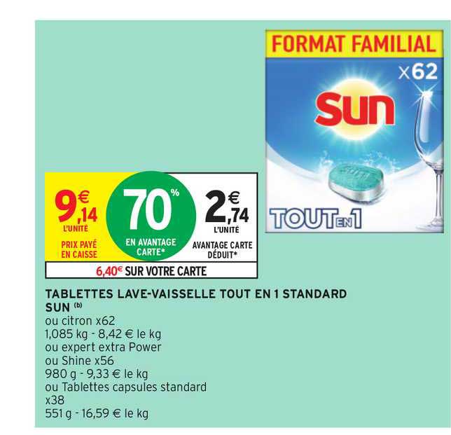 tablettes lave-vaisselle tout en 1 standard sun