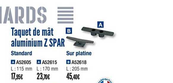 taquet de mât aluminium z spar