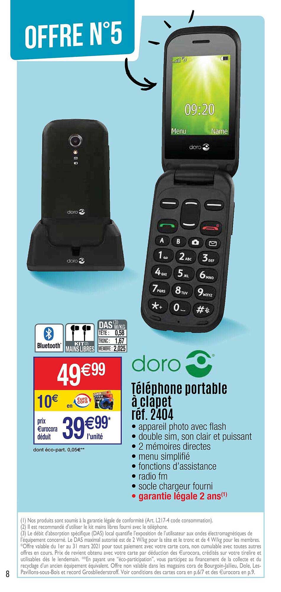 téléphone portable à clapet doro