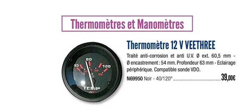 thermomètre 12 v veethree