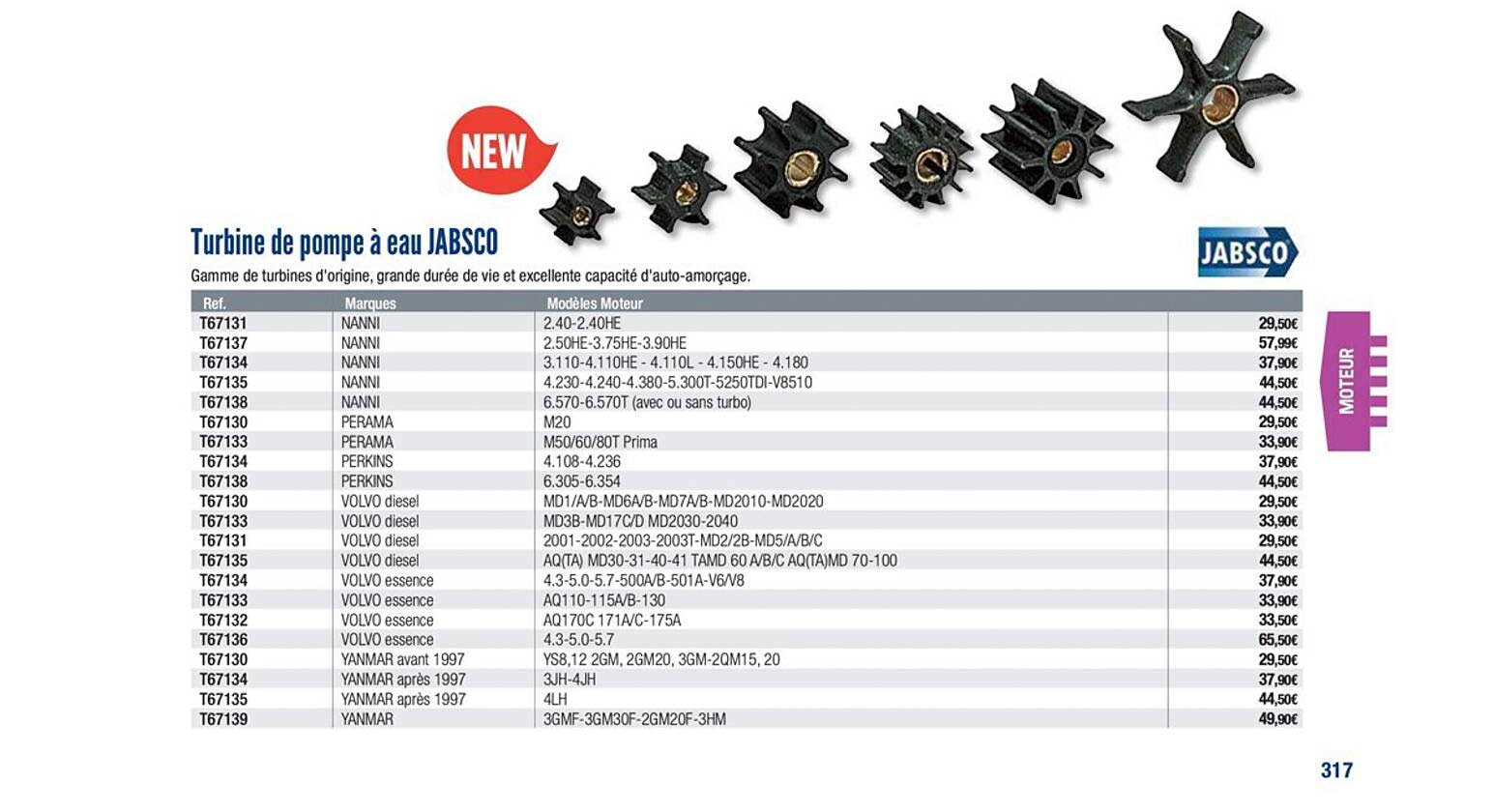 turbine de pompe à eau jabsco