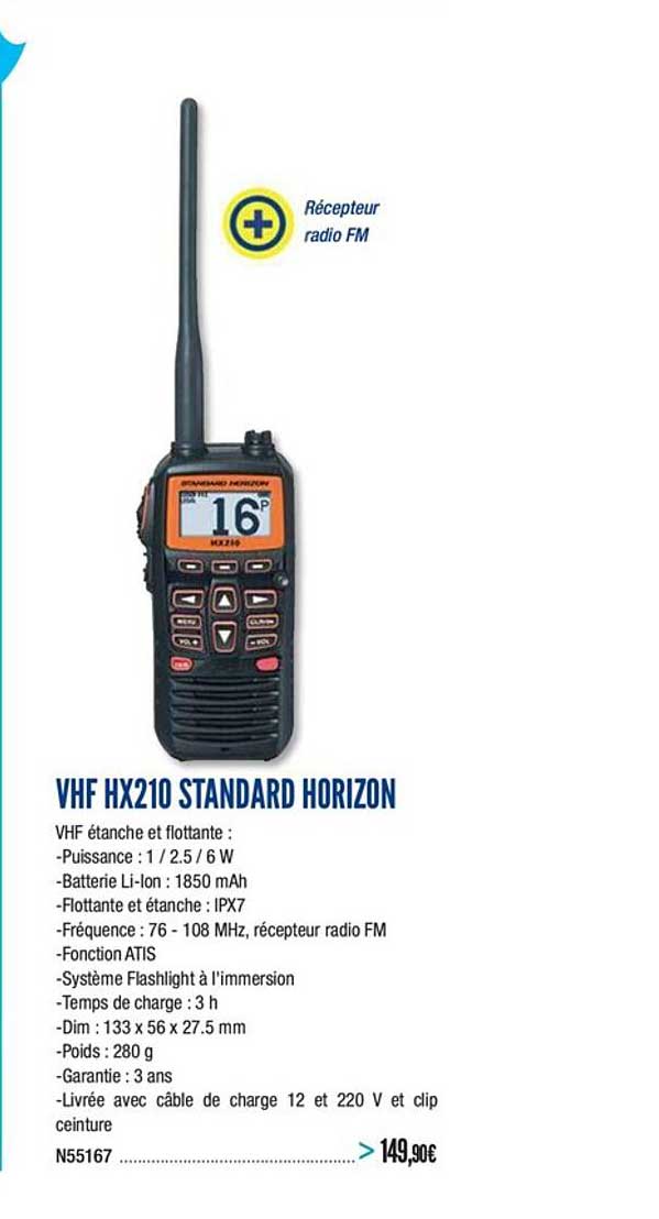 vhf hx210 standard horizon