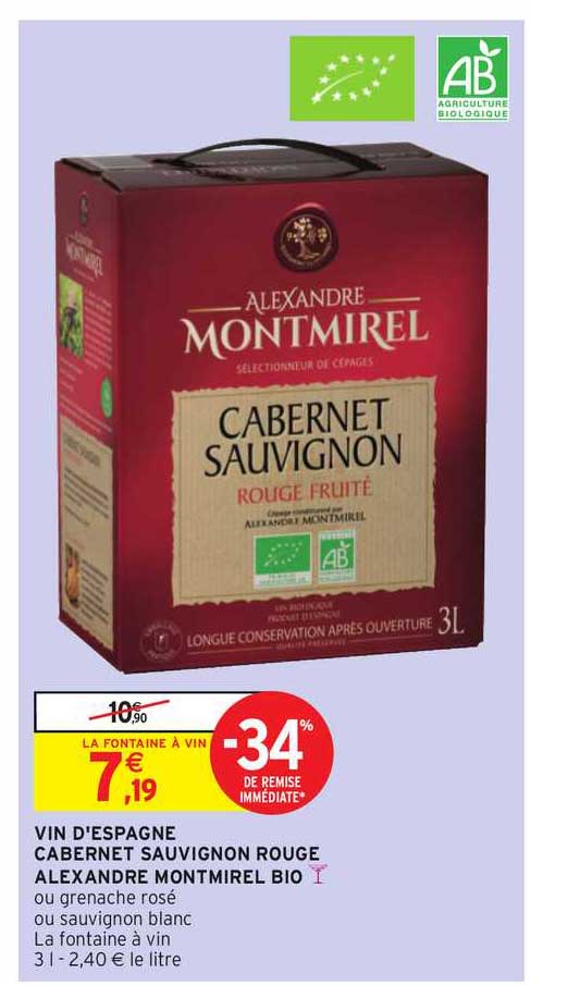 vin d'espagne cabernet sauvignon rouge alexandre mont mirel bio