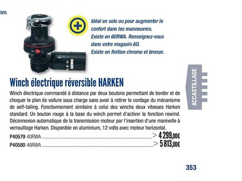 winch électrique réversible harken
