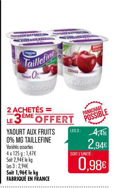 yaourt aux fruits 0% mg taillefine