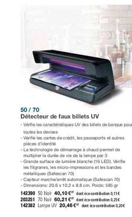50 - 70 détecteur de faux billets uv