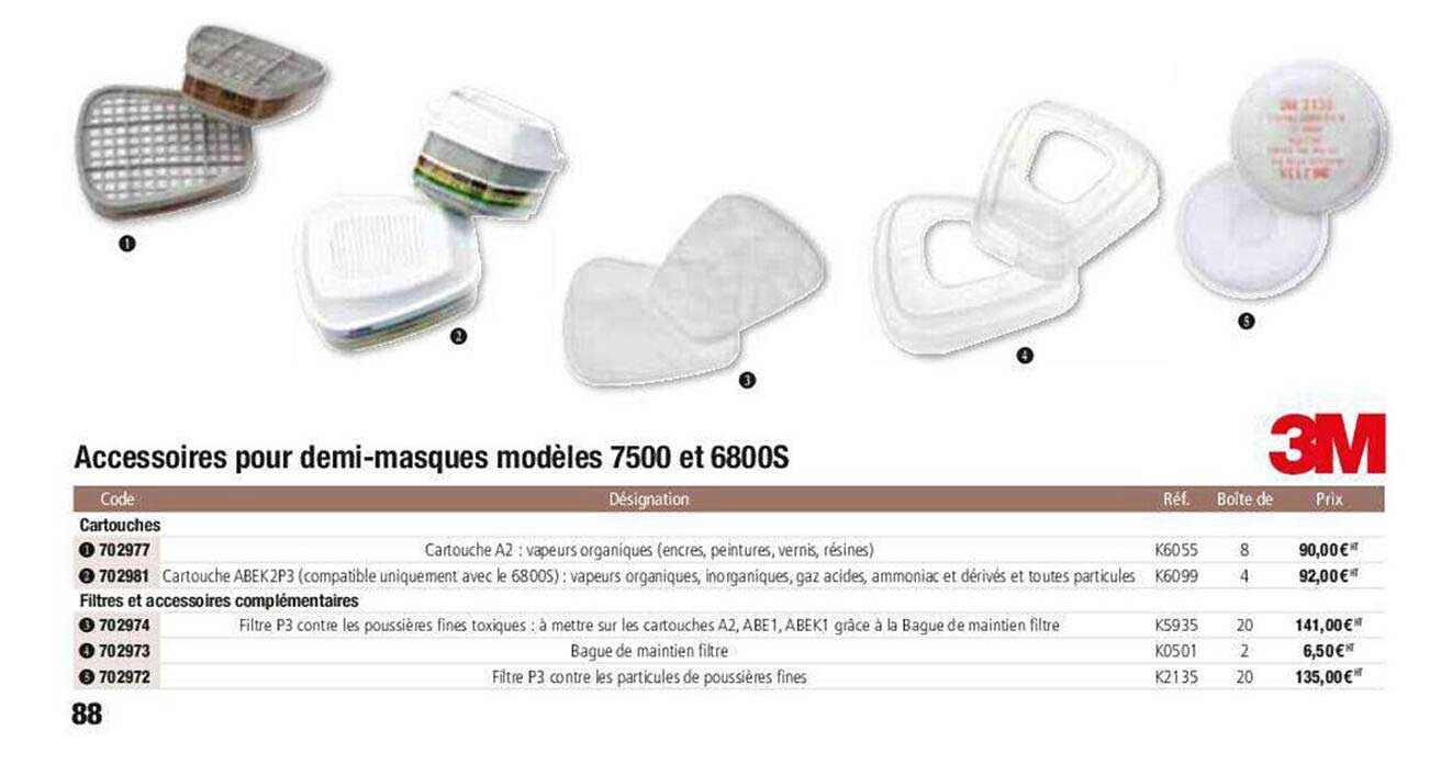 accessoires pour demi-masques modèle 7500 et 6800s 3m