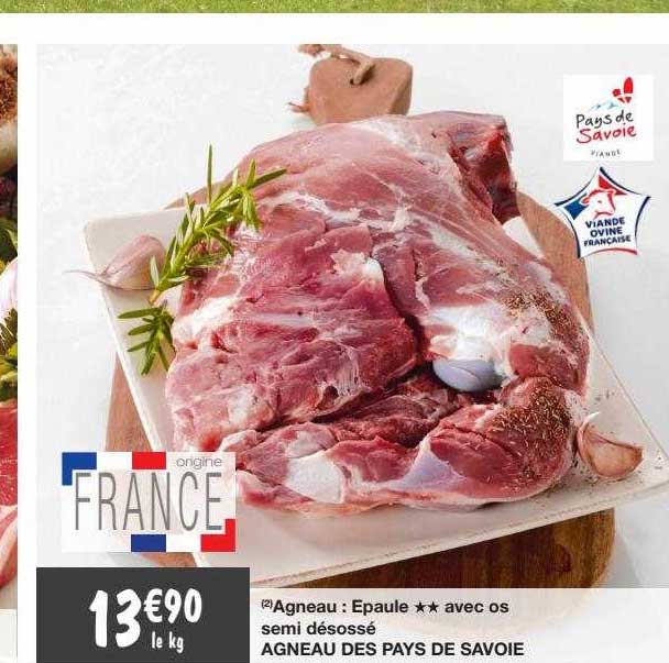 agneau : épaule ** avec os semi désossé agneau des pays de savoie