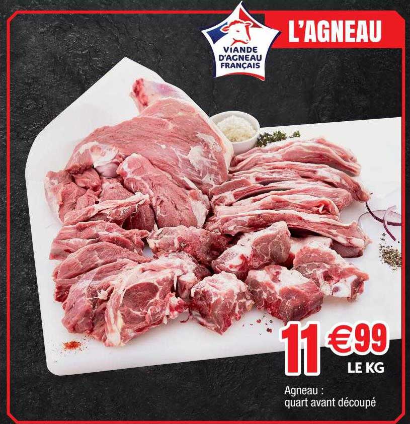 agneau : quart avant découpé