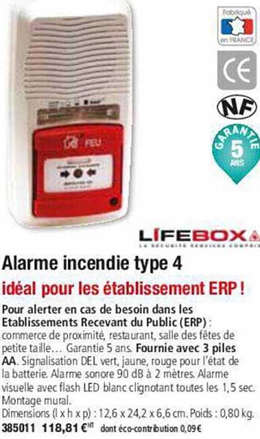 alarme incendie type 4 lifebox