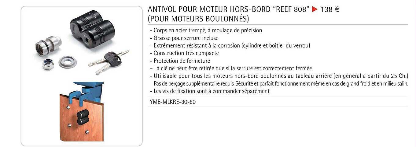 antivol pour moteur hors-bord "reef 808"