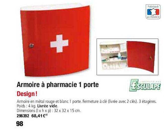 armoire à pharmacie 1 porte esculape
