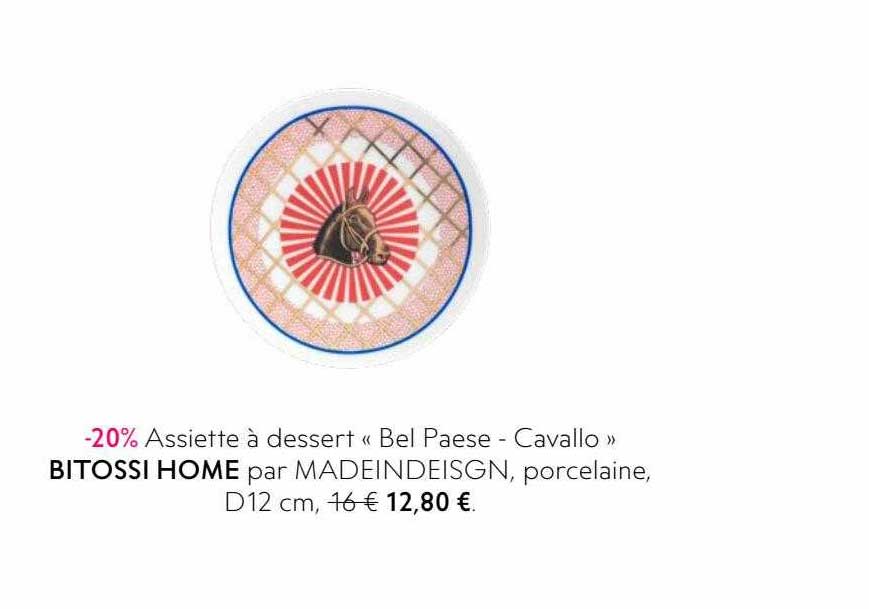 assiette à dessert «bel paese - cavallo» bitossi home par madeindeisgn