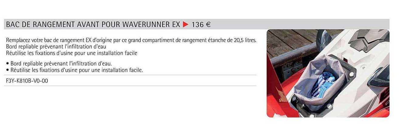 bac de rangement avant pour waverunner ex