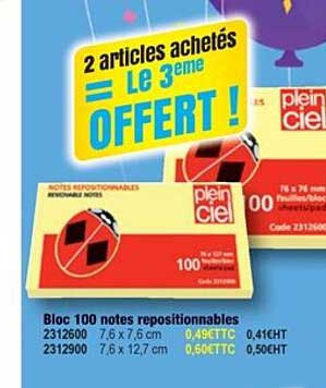 Bloc 100  Notes Repositionnables