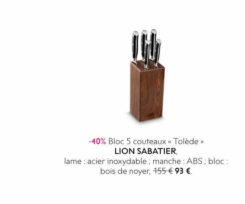 bloc 5 couteaux "tolède" lion sabatier