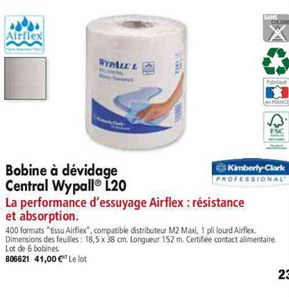 bobine à dévidage cental wypall l20