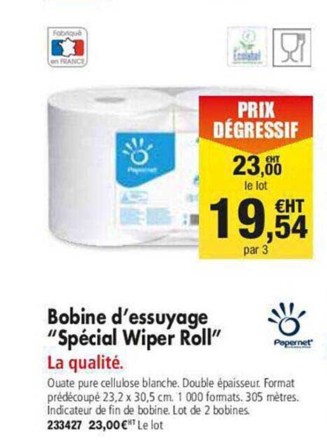 bobine d'essyage "spécial wiper roll"