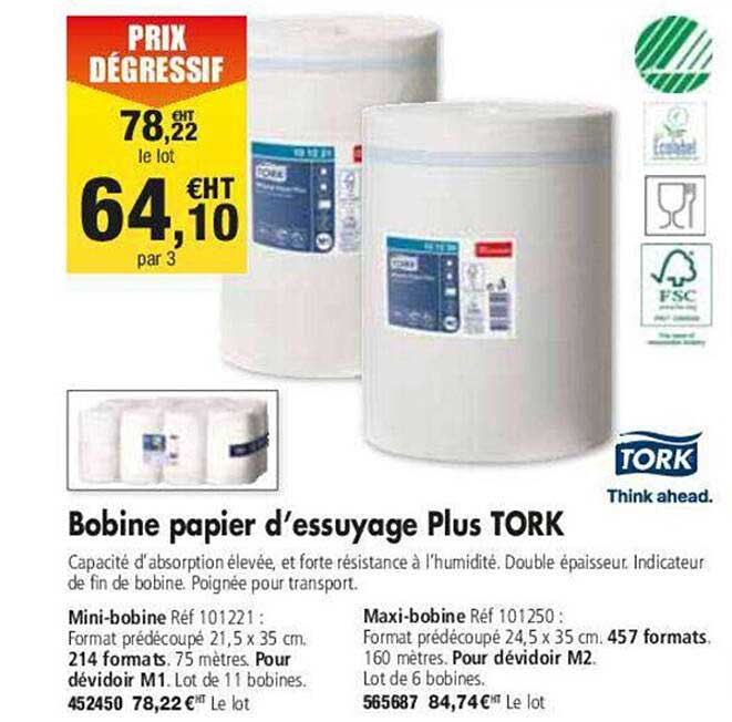 bobine papier d'essuyage plus tork