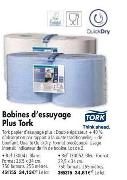 bobines d'essuyage plus tork