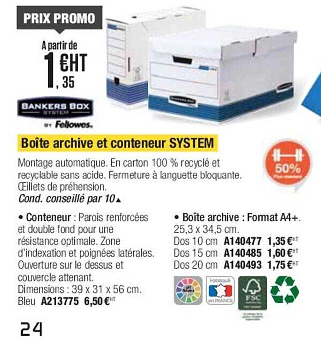 boîte archive et conteneur system bankers box