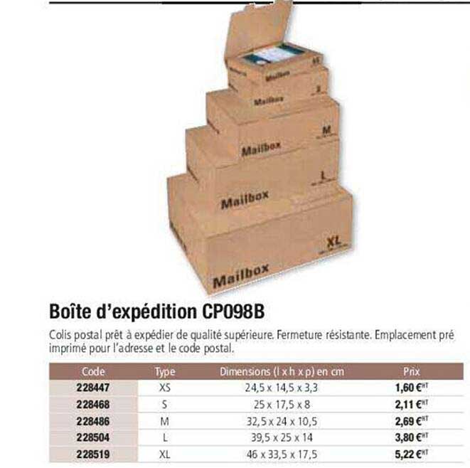 boîte d'expédition cp098b
