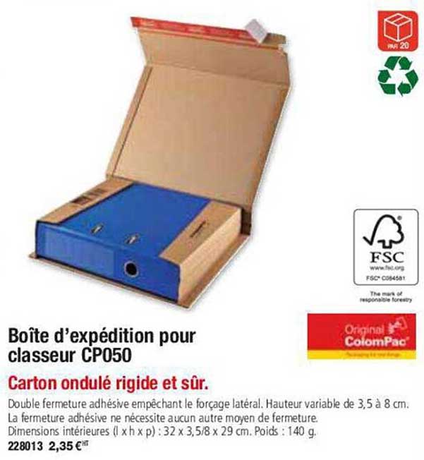 boîte d'expédition pour classeur cp050