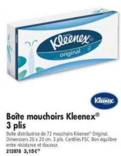 boîte mouchoirs kleenex 3 plis