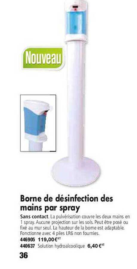 borne de  désinfection des mains par spray
