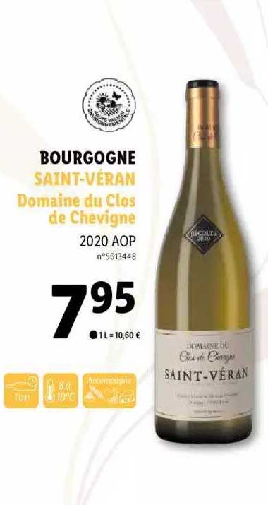 bourgogne saint-véran domaine du clos de chevigne 2020 aop