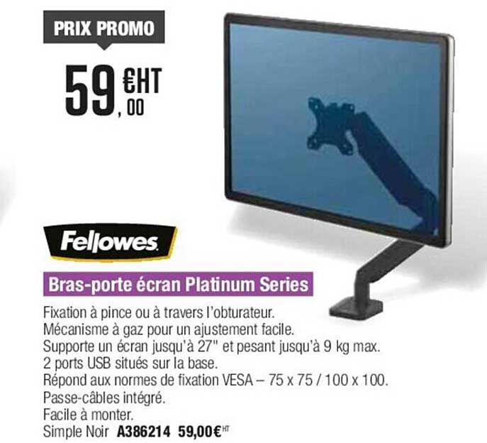 bras-porte écran platinum series fellowes
