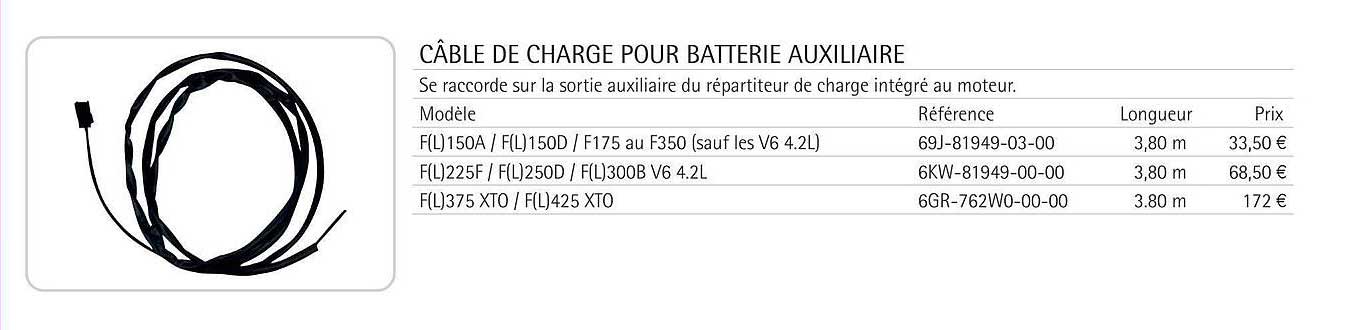 câble de charge pour batterie auxiliaire