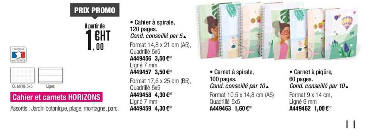 cahier et carnets horizons