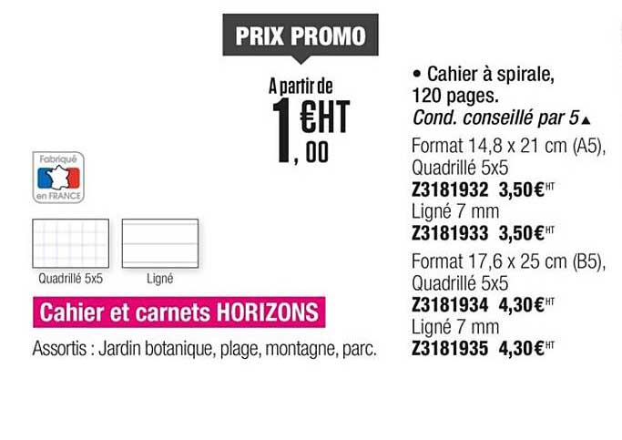 cahier et carnets horizons