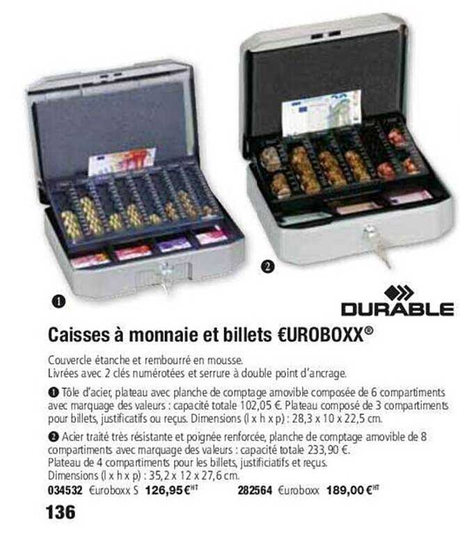 caisses à monnaie et billet €uroboxx durable