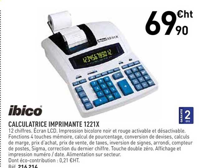 calculatrice imprimante 1221x ibico