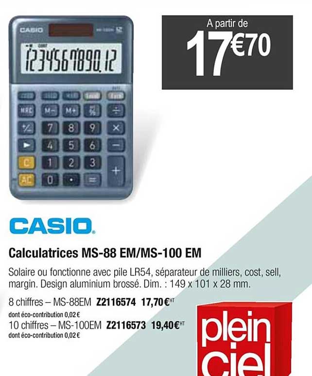 calculatrices ms-88 em-ms-100 em casio