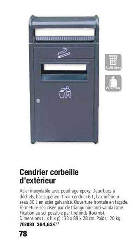 cendrier corbeille d'extérieur
