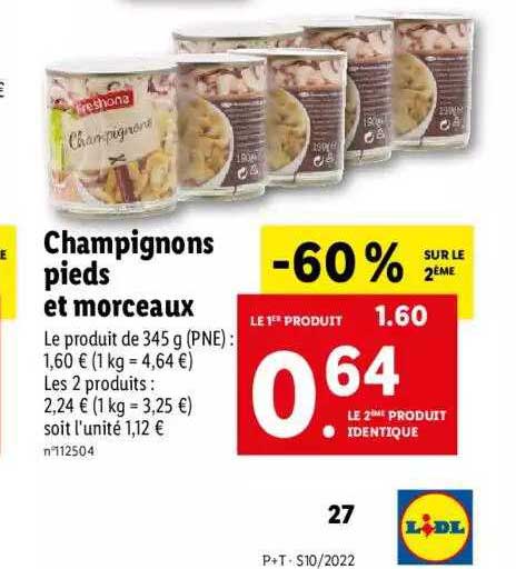 Champignons Pieds Et Morceaux Freshona