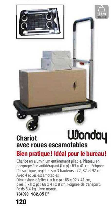 chariot avec roues escamotables wonday