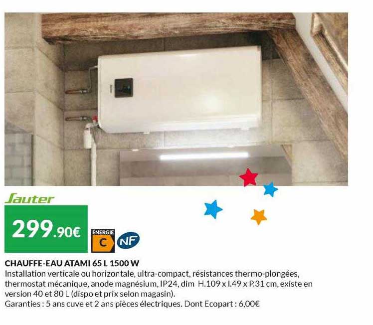 chauffe-eau atami 65 l 1500 w sauter