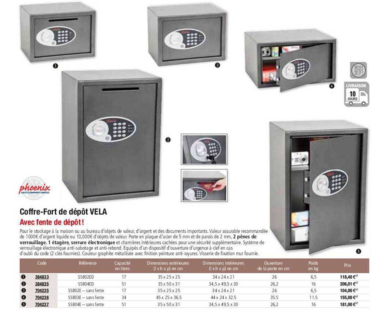 coffre-fort de dépôt vela phoenix