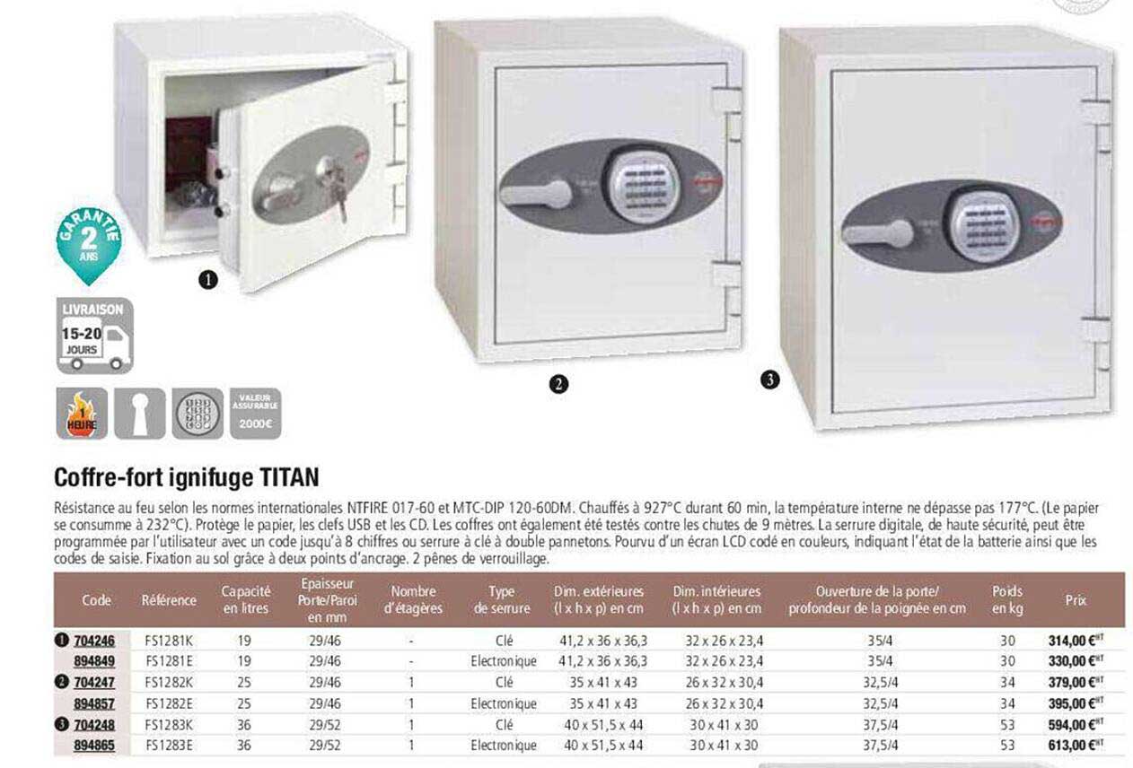 coffre-fort ignifuge titan