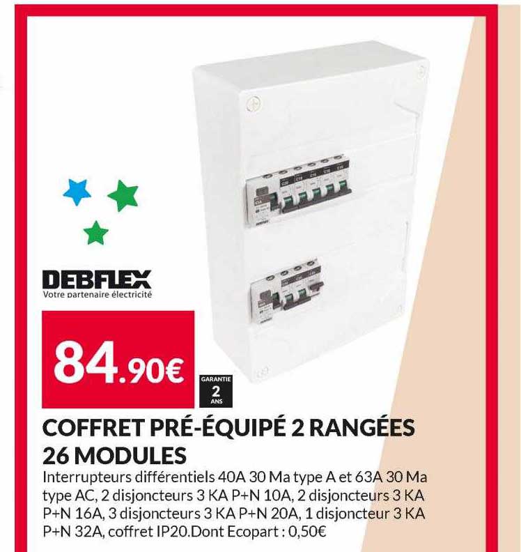 coffret pré-équipé 2 rangées 26 modules deblfex